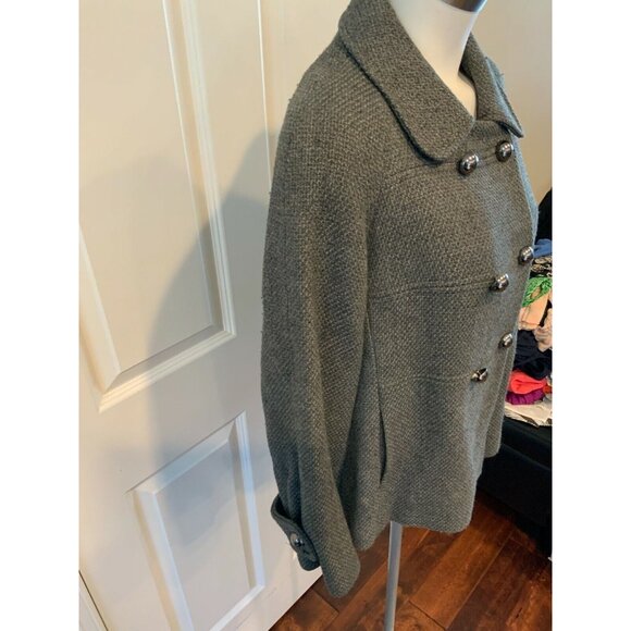 Gerard Darel Gray Wool Tweed Pea Coat, Size 8 (US), 40 (FR) - Picture 4 of 7